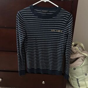 Banana Republic Navy and White Striped Knit Top